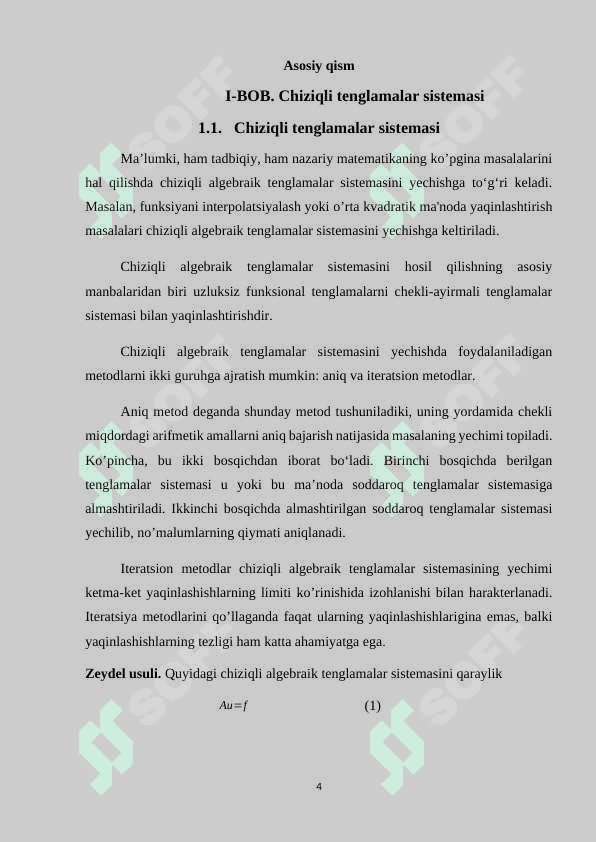 ChATS yechishning iteratsion usullari. Yakobi usuli. 4