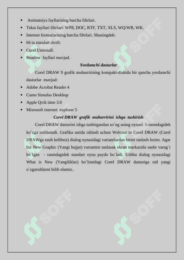 Corel draw dasturiga kirish dastur imkoniyatlari oyna interfeysi, Corel DRAW hujjatlari va shablonlardan foydalanish 3