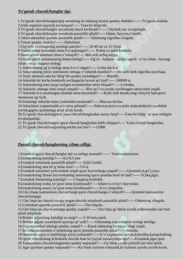 7-sinf Zoologiya mavzulashtirilgan. 6