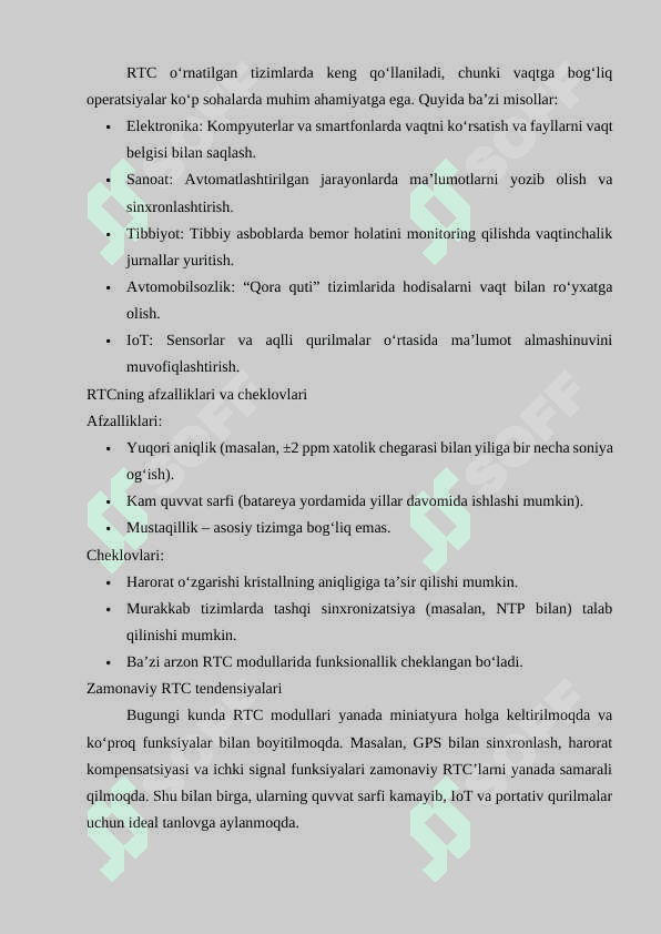 O‘rnatilgan tizimlarda real vaqt soatlari (RTC) 5