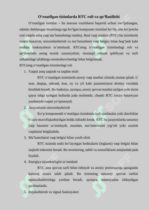O‘rnatilgan tizimlarda real vaqt soatlari (RTC) 7