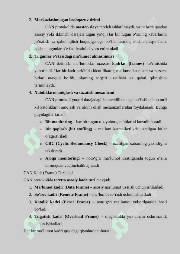 O‘rnatilgan tizimlarda CAN protokoli va uning qo‘llanilishi 5