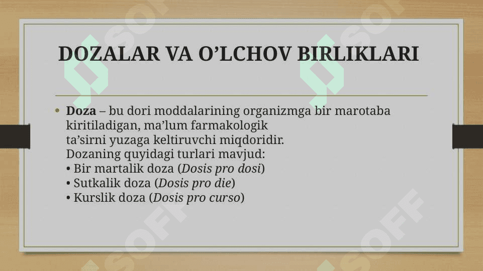 DORI VOSITALARINI DOZALASH 2