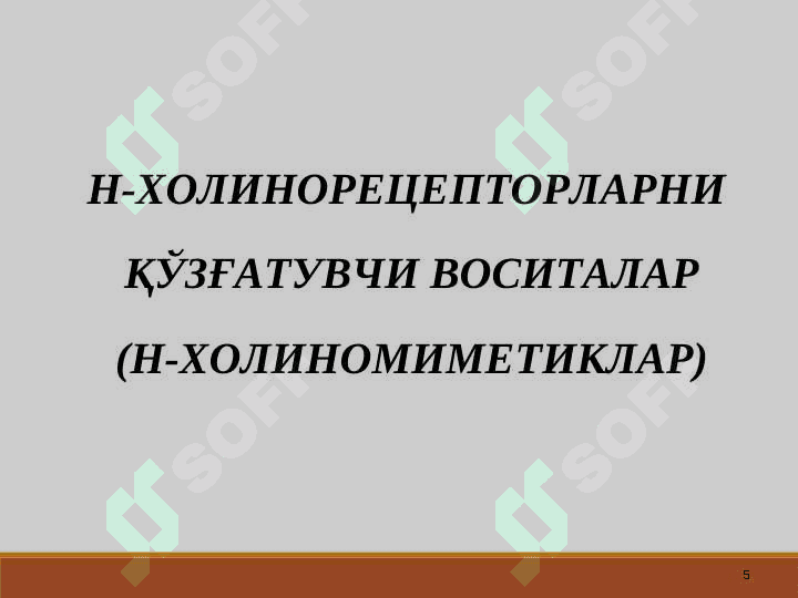 N-XOLINORETSEPTORLARGA TA`SIR ETUVCHI VOSITALAR 5