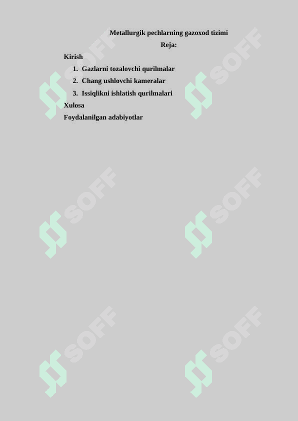 Metallurgik pechlarning gazoxod tizimi 2