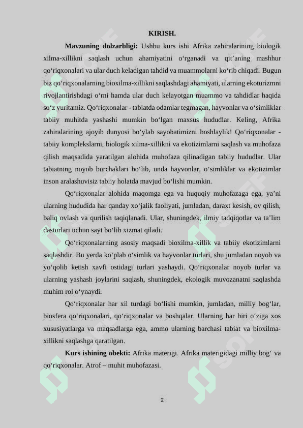 Afrika milliy bog‘lari va uning tabiatni muhofaza qilishdagi ahamiyati 2