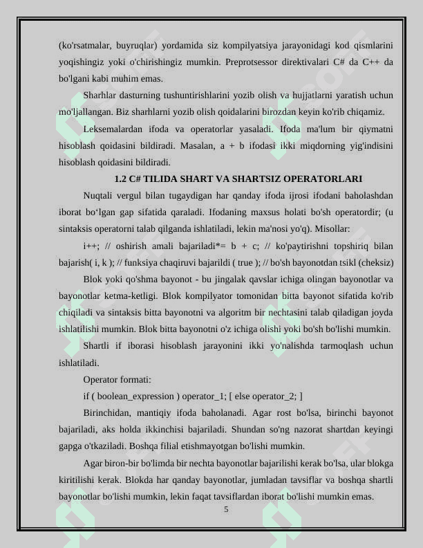 C# tilida shart va shartsiz o’tish operatori 5