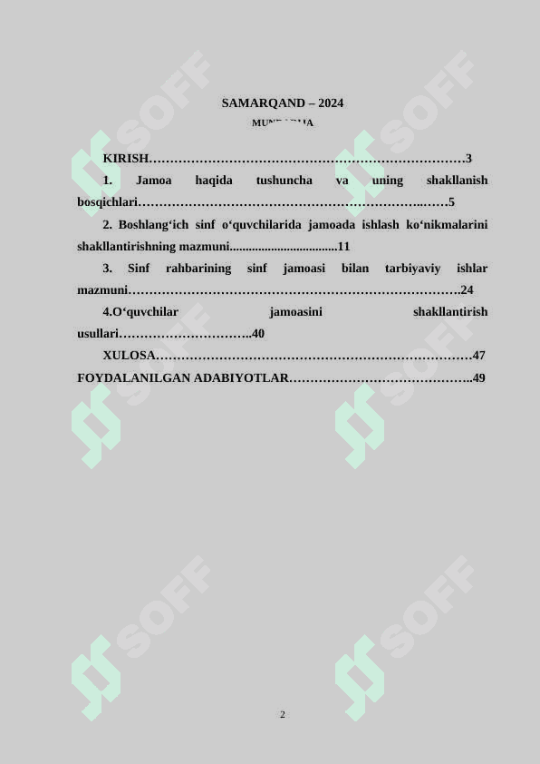 BOSHLANG'ICH SNIFDA O'QUVCHILAR JAMOASINI SHAKILLANTIRISH 2
