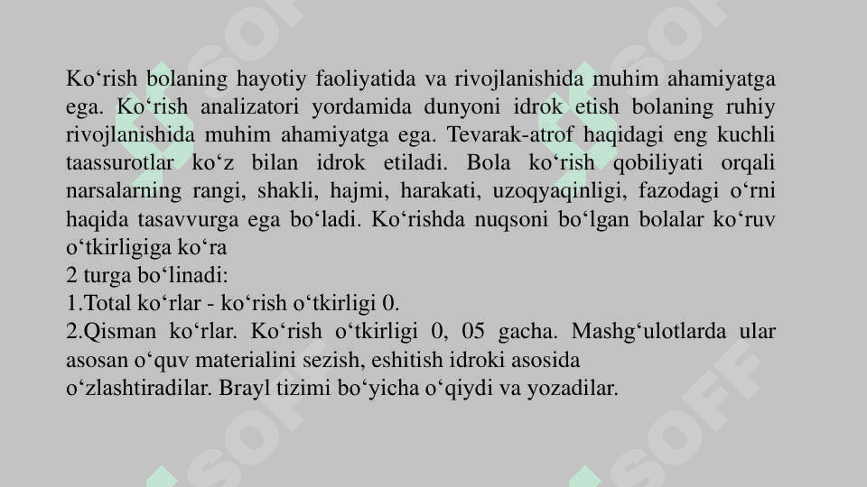 SENSOR NUQSONLI BOLALARNI INKLYUZIV TA‘LIM SHAROITIDA O‘QITISH VA TARBIYALASH 6