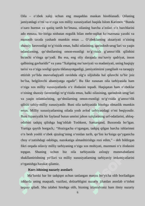OʻQUVCHILARNI MILLIY QADRIYATLAR ASOSIDA AXLOQIY TARBIYALASHDA OILANING ROLI 6