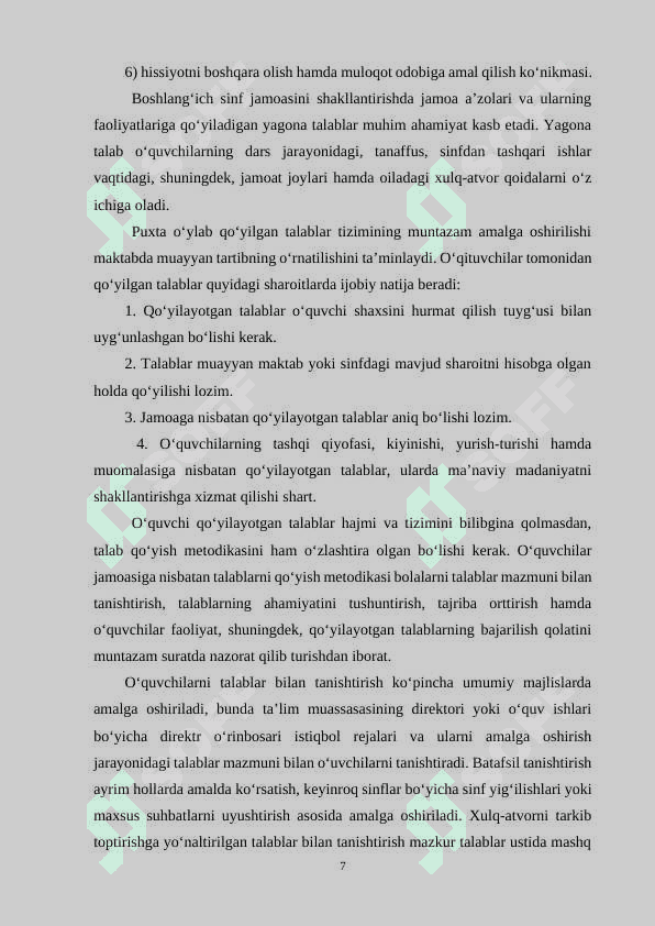 BOSHLANG'ICH SNIFDA O'QUVCHILAR JAMOASINI SHAKILLANTIRISH 7
