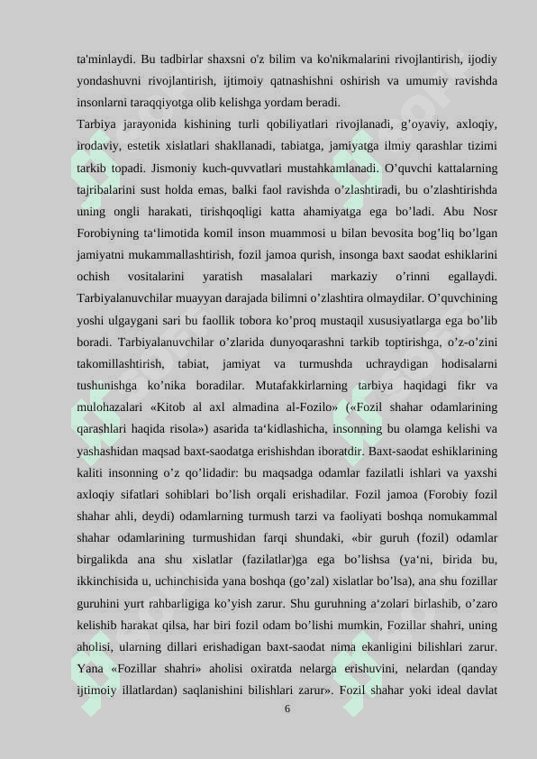 TARBIYAVIY TADBIRLARNING SHAXS FAOLLIGINI OSHIRISHDAGI AHAMIYATI 6