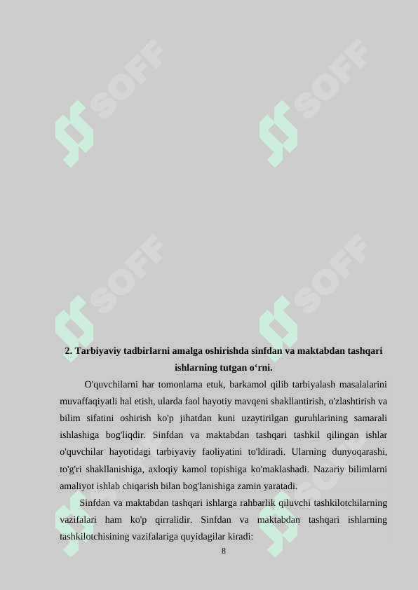 TARBIYAVIY TADBIRLARNING SHAXS FAOLLIGINI OSHIRISHDAGI AHAMIYATI 8
