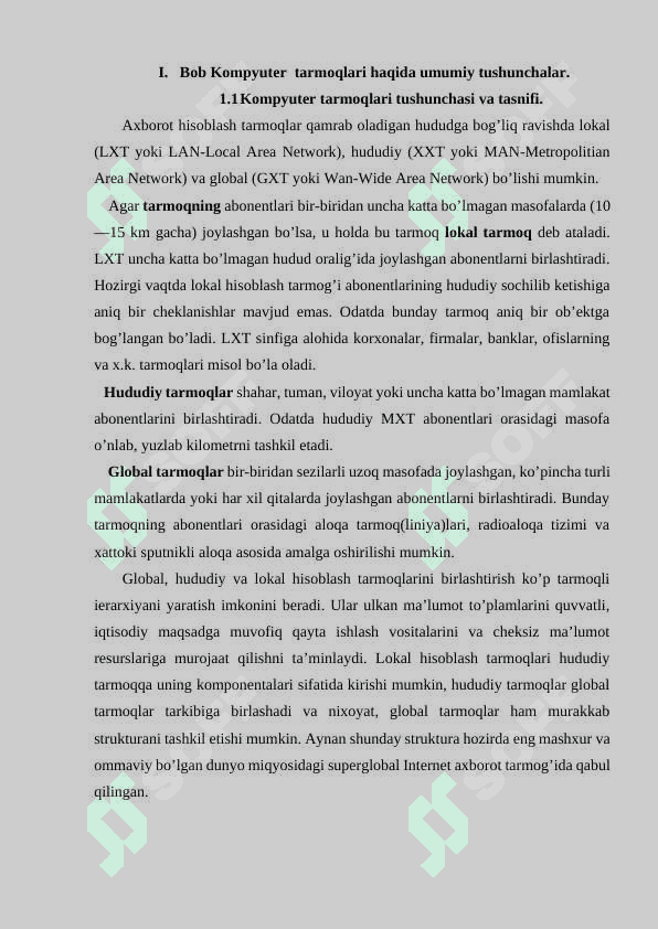 Kompyuter  tarmoqlarini qurishning asosiy prinsiplari va ularni amalda qollanilishi. 4
