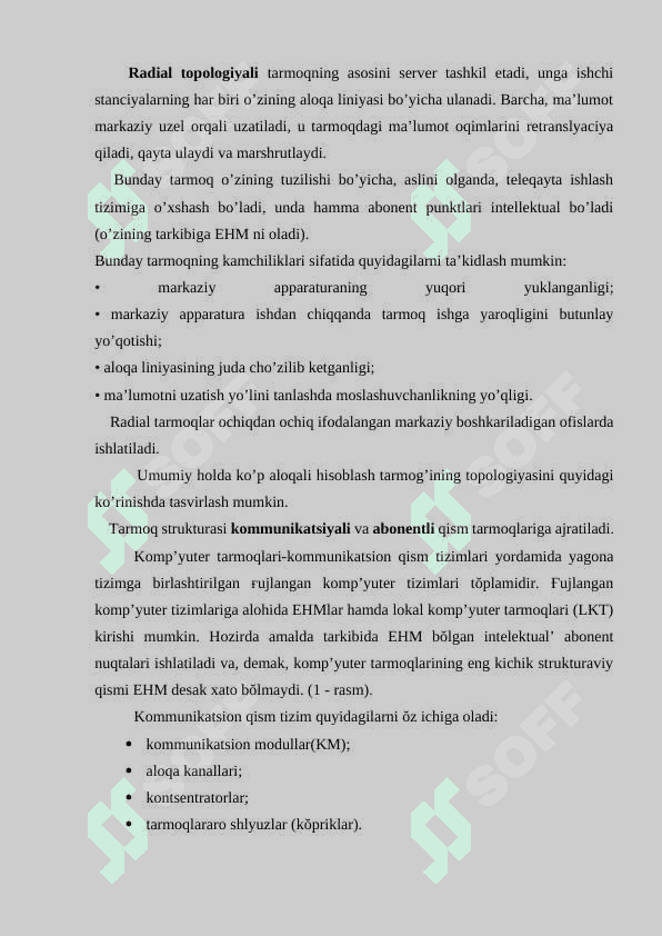 Kompyuter  tarmoqlarini qurishning asosiy prinsiplari va ularni amalda qollanilishi. 6