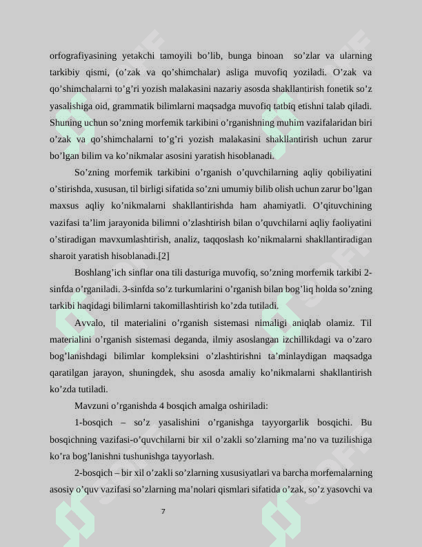 Boshlangʻich sinflarda ʼʼSoʻz tarkibini oʻrgatish metodikasi 6
