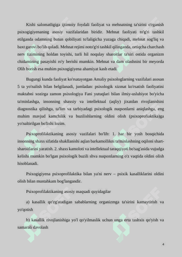 Psixogigiena haqida ma'lumot. Tibbiyot hodimlari psixogigienasi. 4