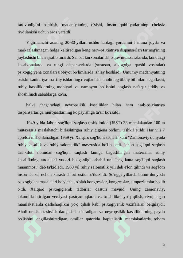 Psixogigiena haqida ma'lumot. Tibbiyot hodimlari psixogigienasi. 6