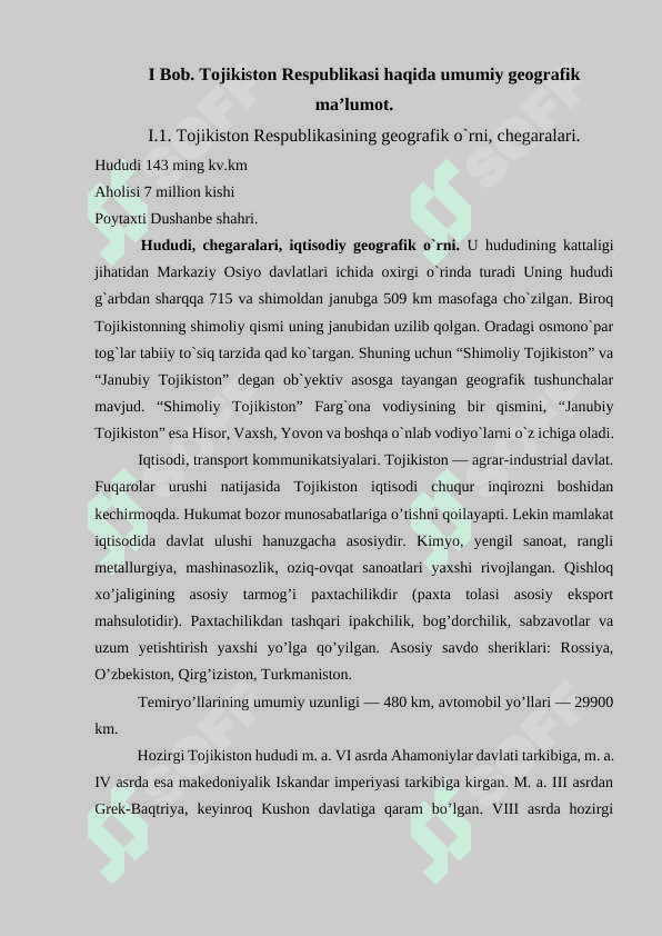 Tojikiston respublikasining geografik o’rni, tabiiy sharoiti va tabiiy resurslari 3