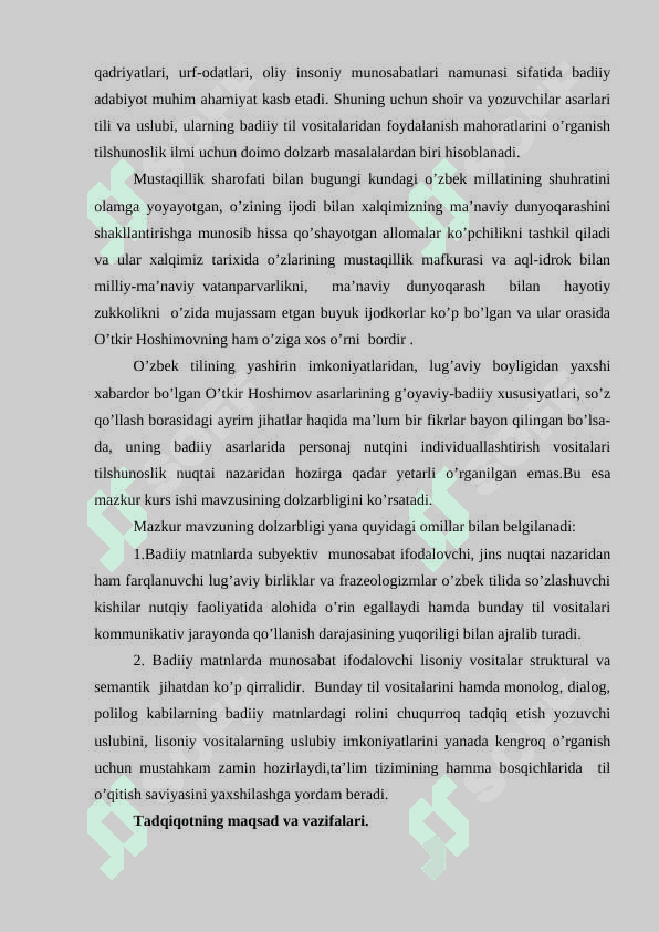 «O’tkir Hoshimovning «Ikki eshik orasi» asarida personaj nutqini individuallashtirish vositalari» 3