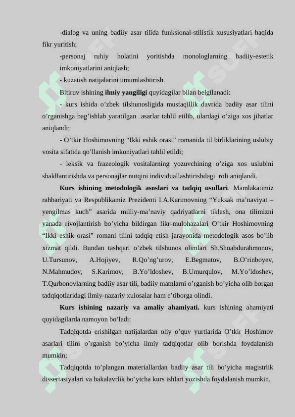 «O’tkir Hoshimovning «Ikki eshik orasi» asarida personaj nutqini individuallashtirish vositalari» 5