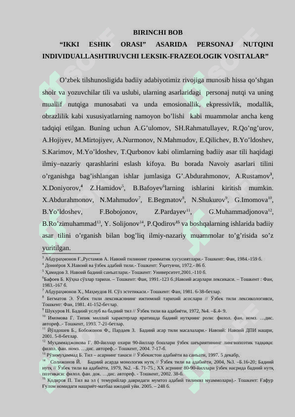 «O’tkir Hoshimovning «Ikki eshik orasi» asarida personaj nutqini individuallashtirish vositalari» 7