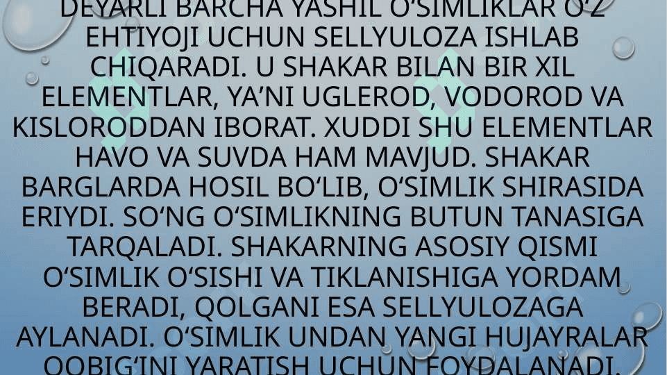 Sellyuloza va uning xosilalarini oziq-ovqat sanoatida ishlatilishi 4
