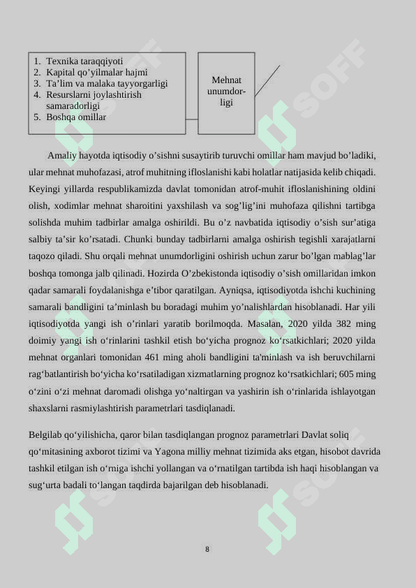 IQTISODIYOTDAGI TARKIBIY O`ZGARISHLAR VA  UNING IQTISODIY MUVOZANATGA TA`SIRI kurs ishi docx 8