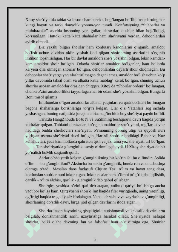 Xitoуdа еrkin ijod qilgаn shoirlаr 6