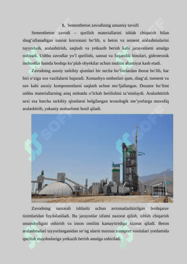 Qishda va issiq iqlimda sementbeton zavodining ishlarini o‘ziga xos tomonlari 2