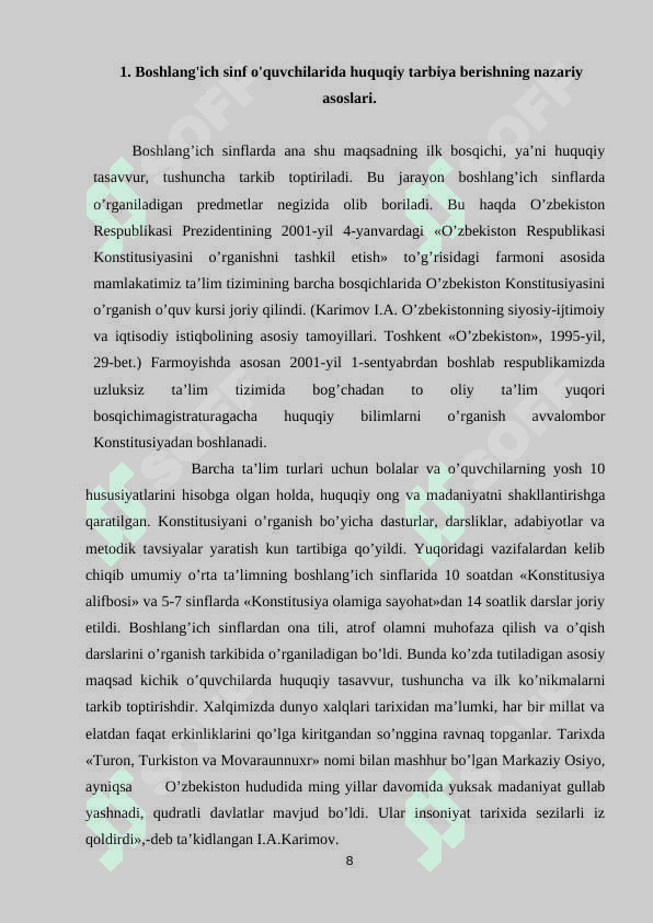 BOSHLANG’ICH SINF HUQUQIY TARBIYA BERISH MAZMUNI VA YO‘LLARI 8