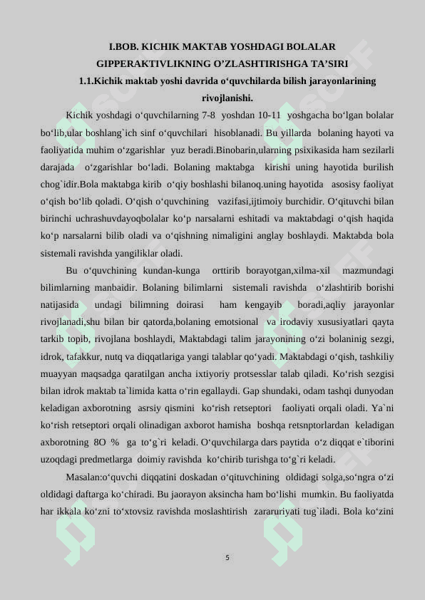 KICHIK MAKTAB YOSHDAGI BOLALAR GIPPERAKTIVLIKNING O’ZLASHTIRISHGA TA’SIRI 5
