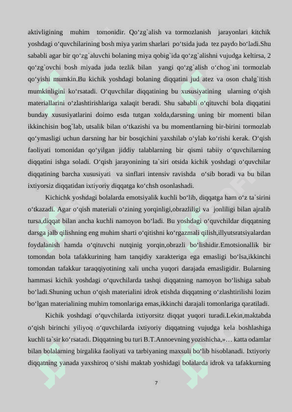 KICHIK MAKTAB YOSHDAGI BOLALAR GIPPERAKTIVLIKNING O’ZLASHTIRISHGA TA’SIRI 7