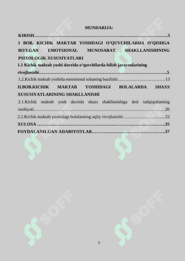 KICHIK MAKTAB YOSHDAGI O’QUVCHILARDA O’QISHGA BO’LGAN EMOTSIONAL MUNOSABAT SHAKLLANISHINING PSIXOLOGIK XUSUSIYATLARI 2