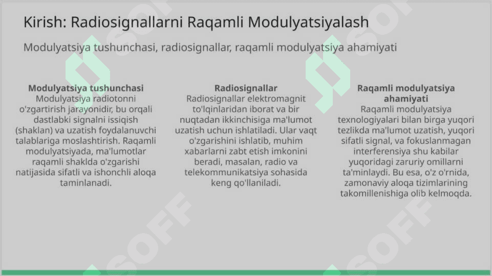 RADIO SIGNALLARNI RAQAMLI MODULYATSIYALASH 2