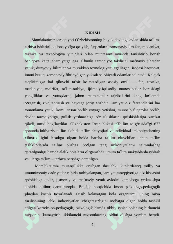 Yengil dizartriyali bolalarda prozodik buzilishlarni logoritmika asosida tuzatish usullari’’ 2
