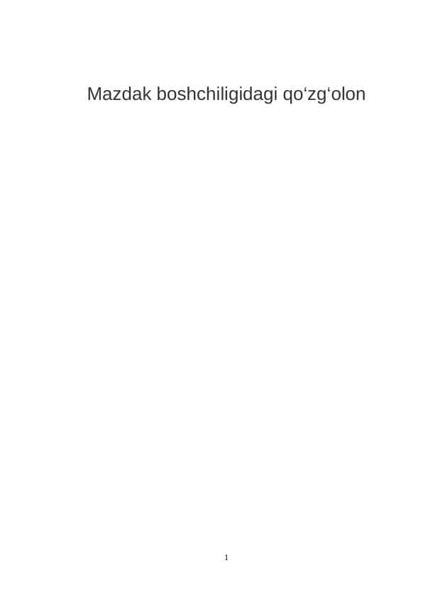 Mazdak boshchiligidagi qo‘zg‘olon