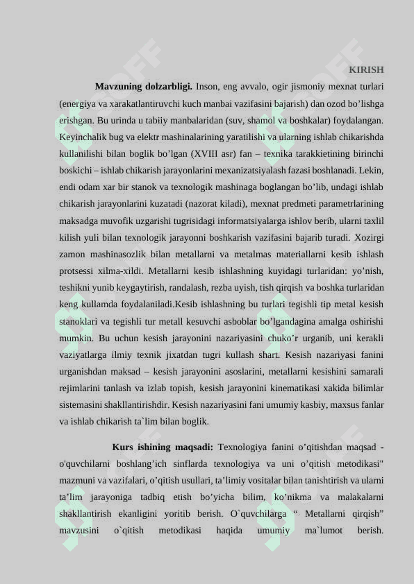 O’QVCHILARGA “METALLARNI QIRQISH” MAVZUSINI O`QITISH METODIKASI 3