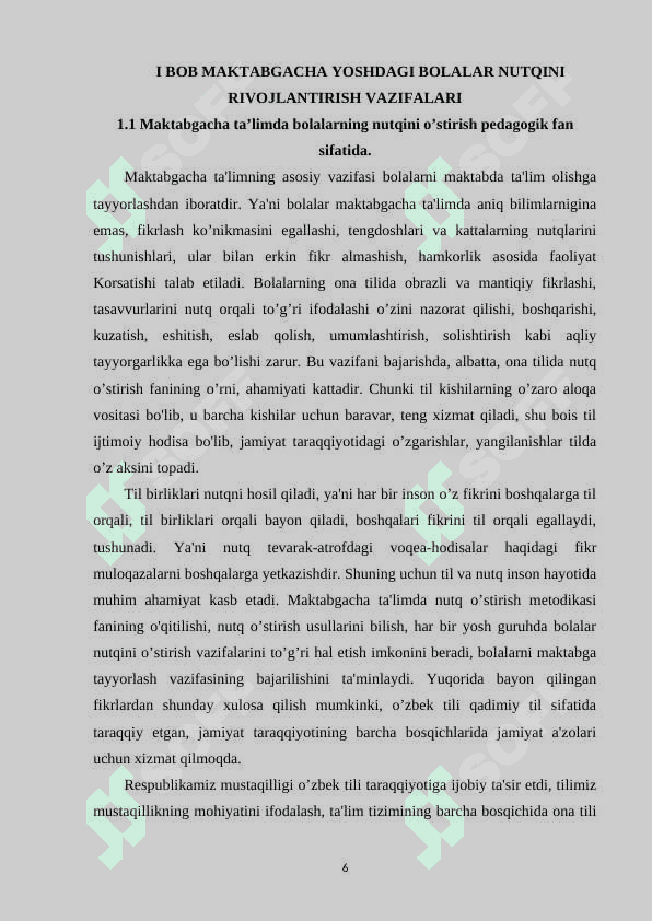 MAKTABGACHA YOSHDAGI BOLALAR NUTQINI RIVOJLANTIRISH VAZIFALARI 6