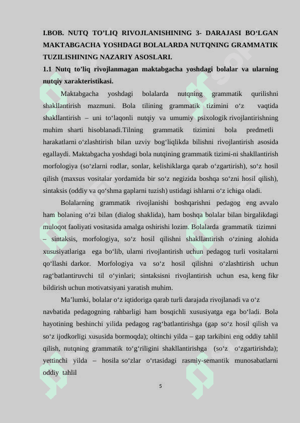 Nutq rivojlanishining 3- darajasi boʻlgan maktabgacha yoshdagi bolalarda nutqning grammatik tuzilishini shakllantirish xususiyatlari 5