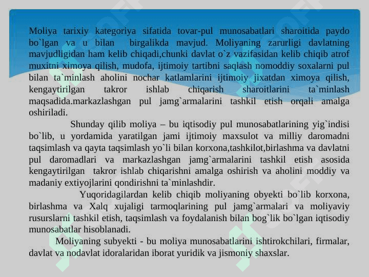 O’zbekiston Respublikasi Moliya tizimi 5