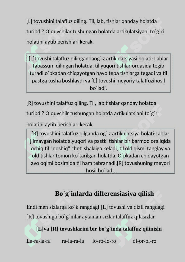 L va R tovushlarini so'zlarda va gaplarda farqlash 3