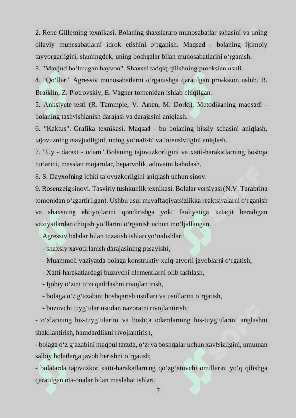 MAKTABGACHA YOSHDAGI BOLALARDA AGRESSlKNING PROFIKAKTIKA QILISHDA O’YIN VA TERAPIYASINING O’RNI 7