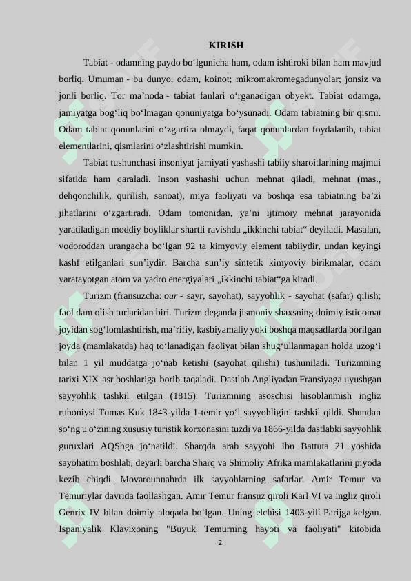 “Tabiat, turizm va inson” 2