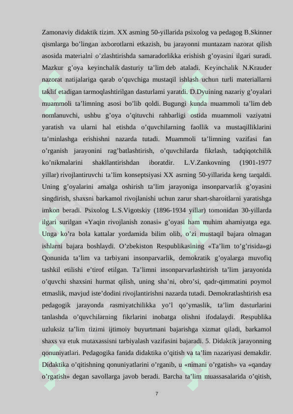 ZAMONAVIY DIDAKTIK KONTSEPTSIYALAR 7