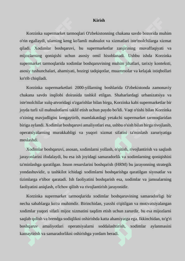 Korzinka supermarket tarmoqlarida xodimlar boshqaruvi 2