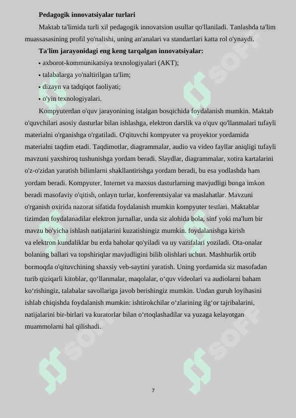 Innavatsion pedagogik texnalogiyalar asosida loyihalash usullari 7
