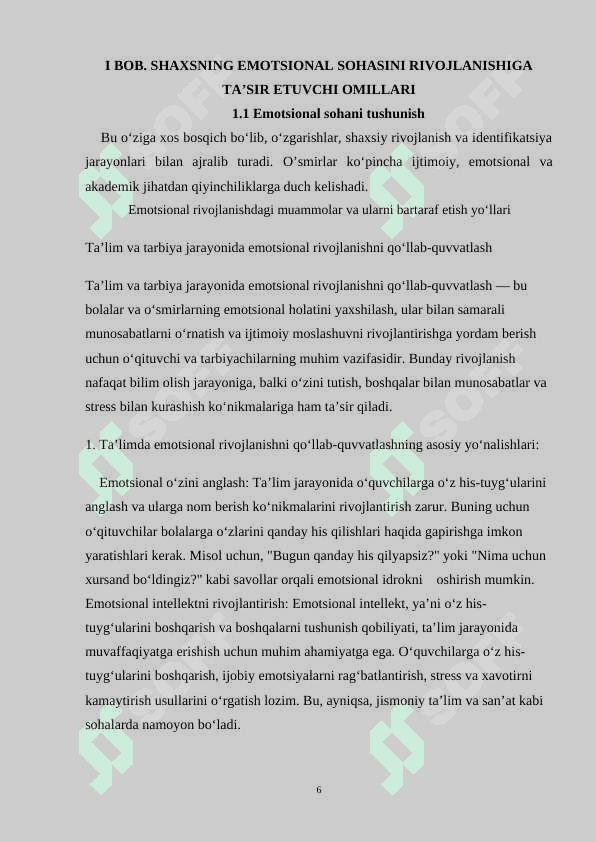 SHAXSNING EMOTSIONAL SOHASINI RIVOJLANISHIGA TA’SIR ETUVCHI OMILLARI 6