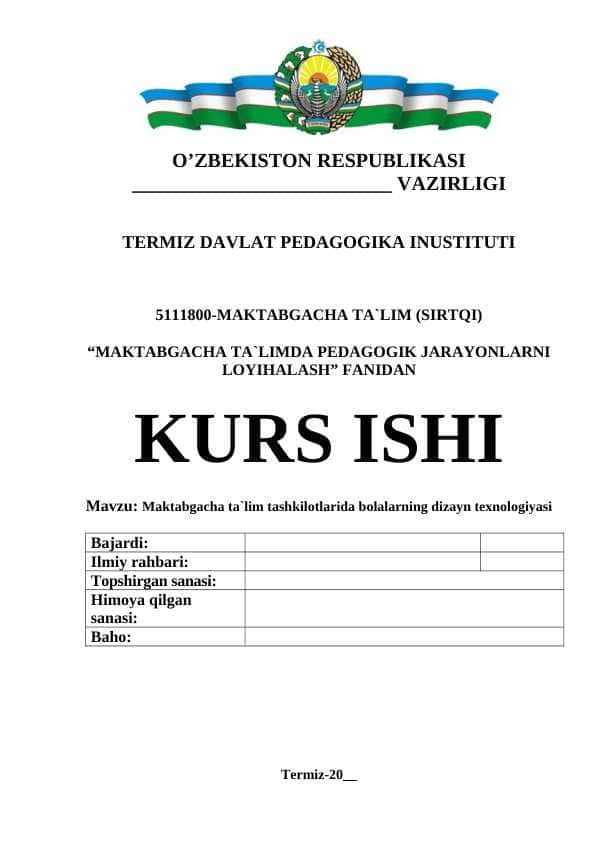 Maktabgacha ta`lim tashkilotlarida bolalarning dizayn texnologiyasi