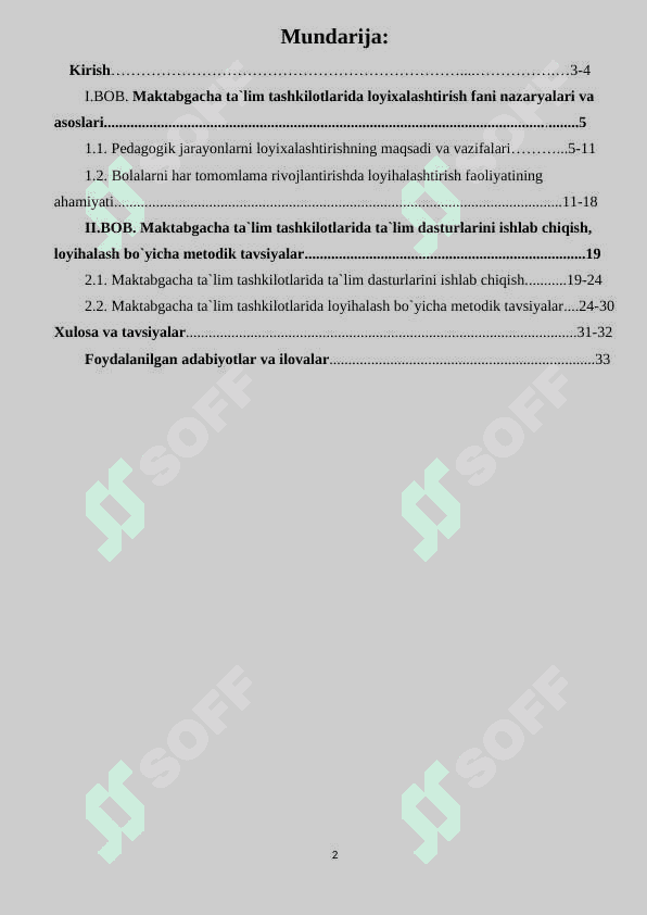 Maktabgacha ta’lim tashkilotlarida ta’lim dasturlarini ishlab chiqish, loyihalash bo’yicha metodik tavsiyalar 2